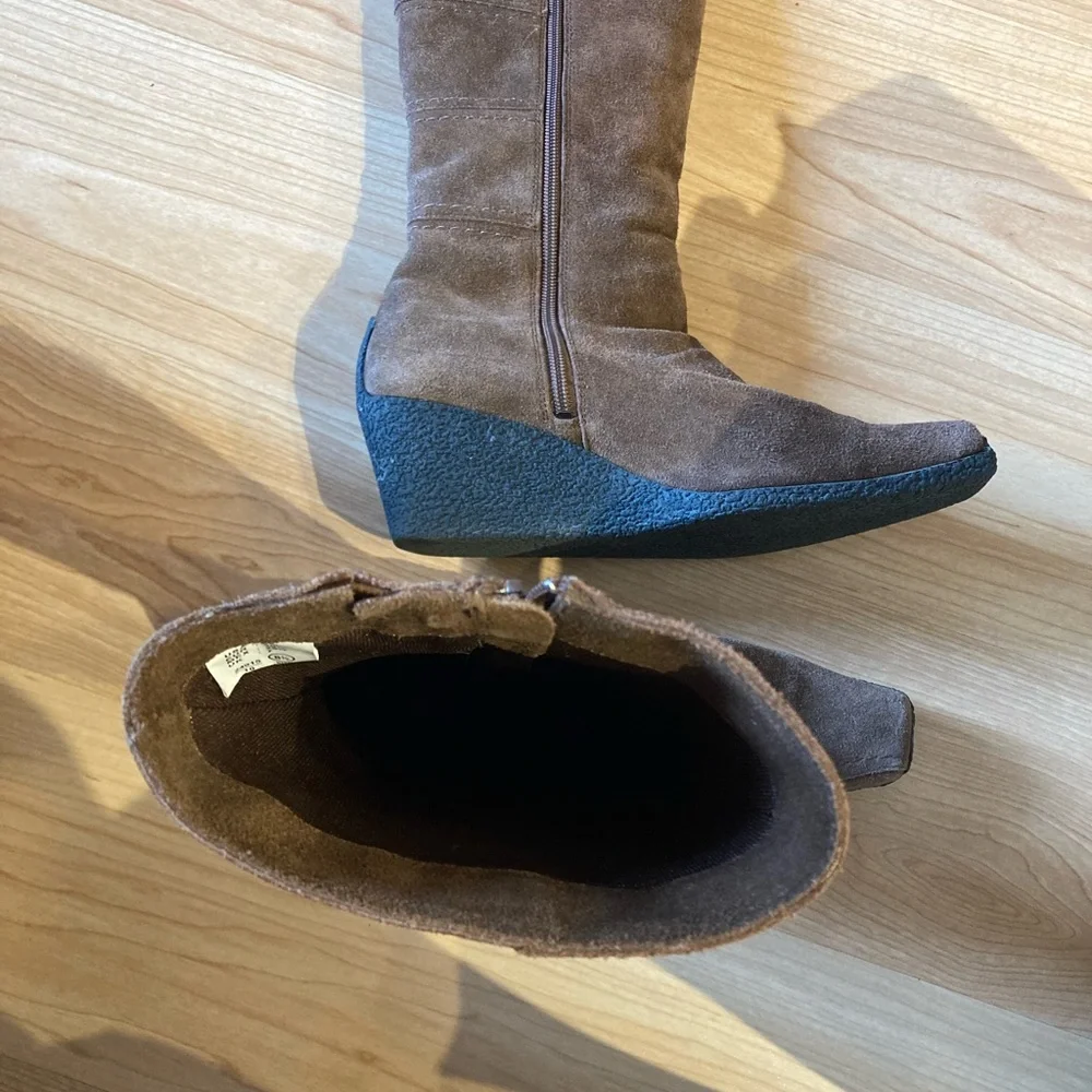 Free with purchase - Predictions Brown Suede Wedge Boots - Picture 2 of 8